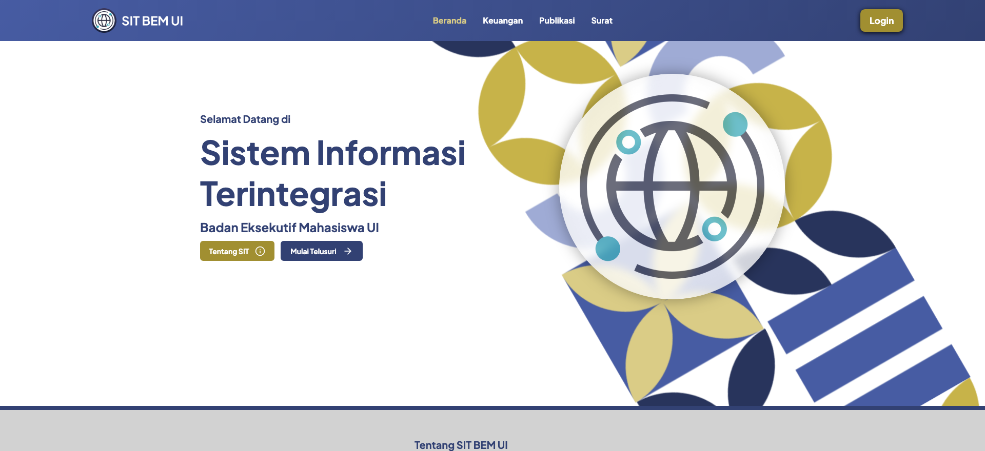 SIT BEM UI, desktop view 1